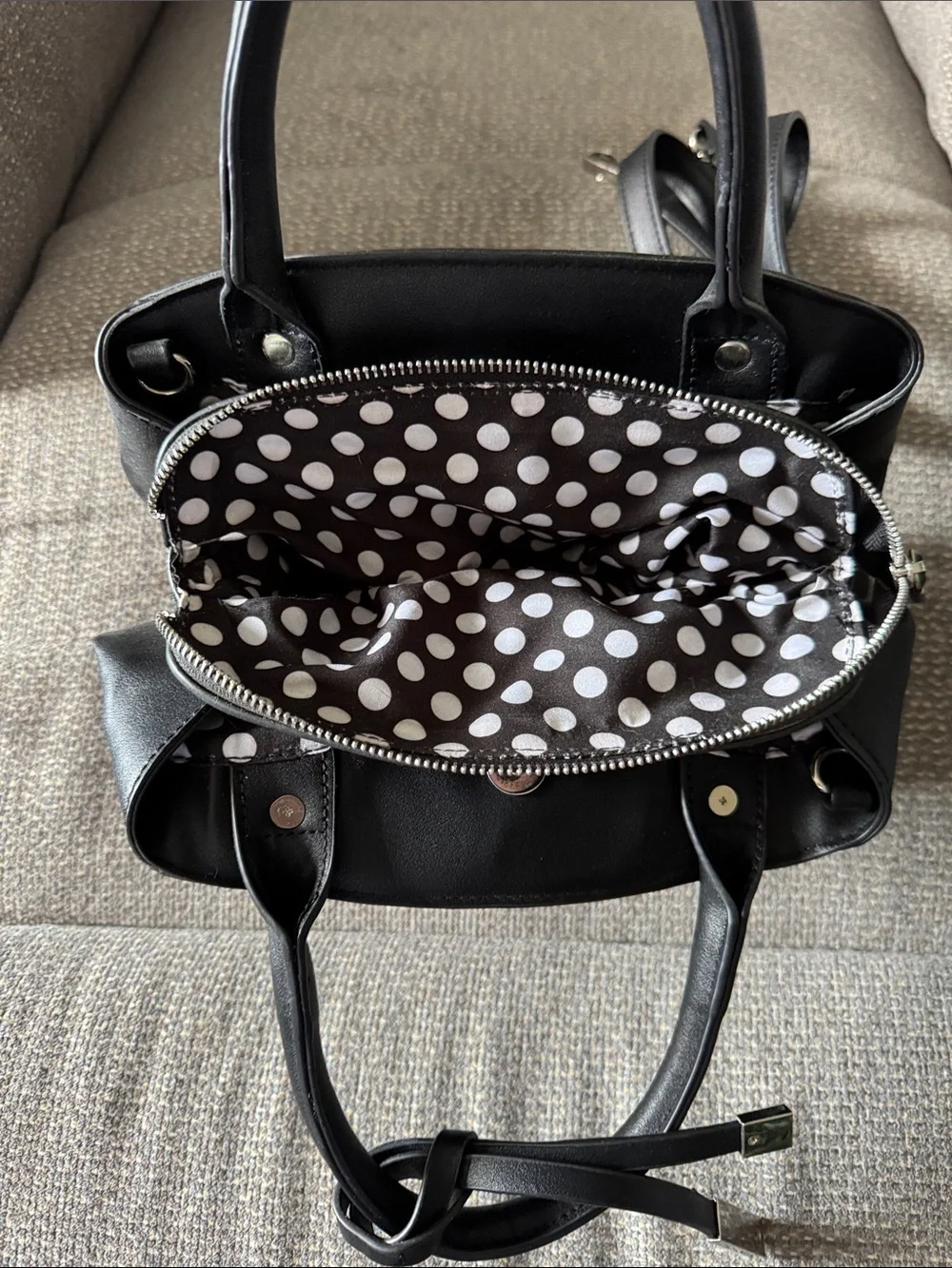 Christian Lacroix Embossed Black Leather Top-Handle Bag